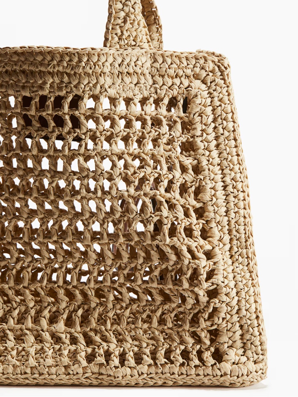 H&M Woven Straw Tote Bag with Brown Leather Strap - Picture 2 of 3
